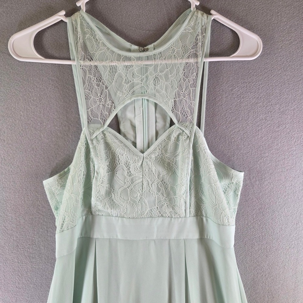 BCBGeneration Mint Green Lace Racerback Maxi Dress Size 4 Chiffon Gown Formal - Picture 3 of 7